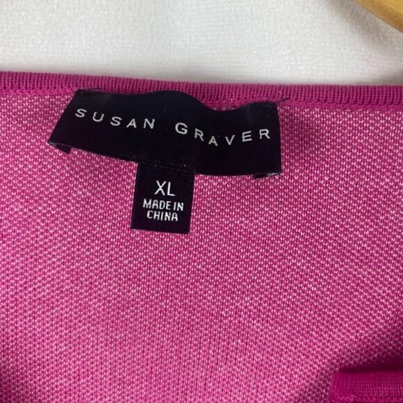 Susan Graver Pink Split Neck Jacquard Sweater Women's XL - Picture 12 of 12